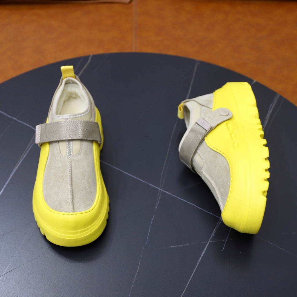 UGG Gray Neon-Yellow Strap Platform Shoes
