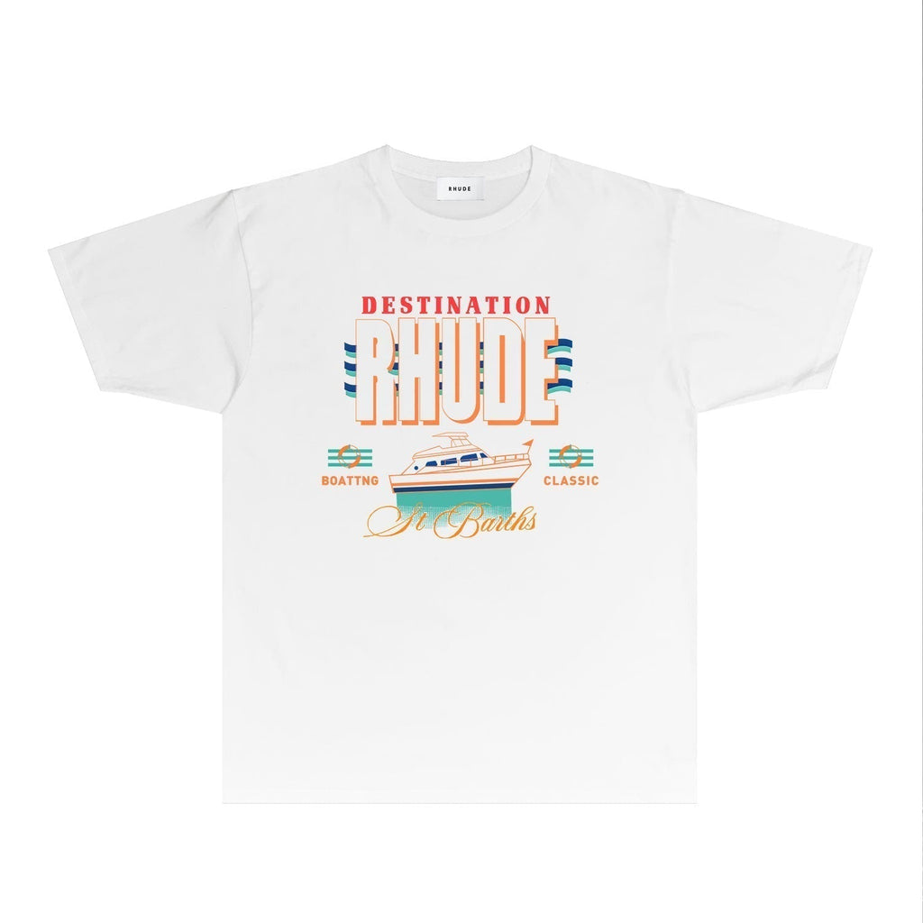 Rhude T-shirts Printed Trendy Pure Cotton