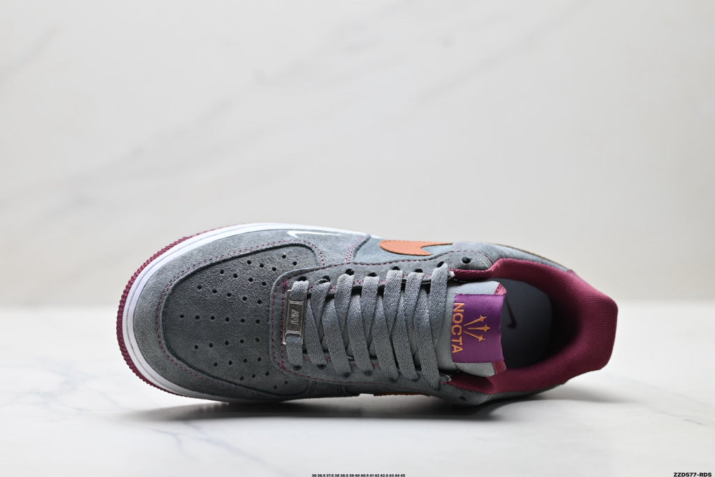Nike Air Force 1 Low Gray Orange Burgundy Unisex Sneakers Style 12