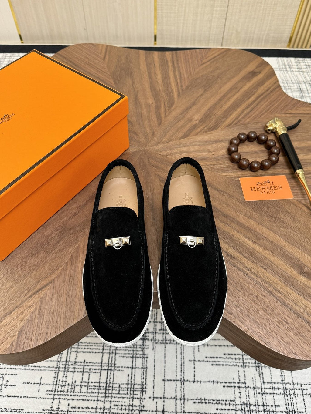 Hermès Navy Slip-On Sneakers