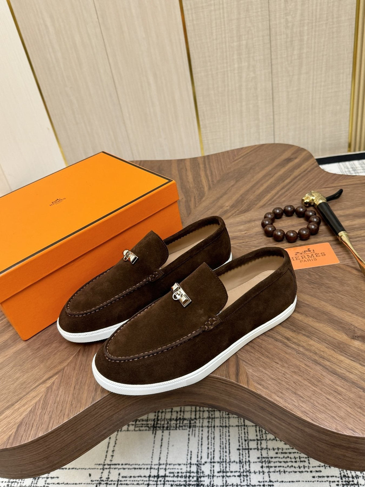 Hermès Navy Slip-On Sneakers